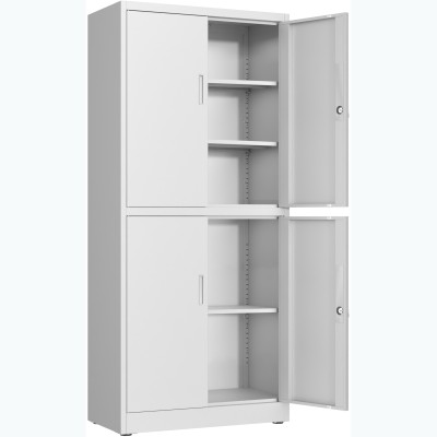 Opbevaringsskab / Dokumentskab / Arkivskab i stålplade med 4 døre, 900x400x1800mm, lås og 4 justerbare hylder, hvid | Adexa SEFC2W