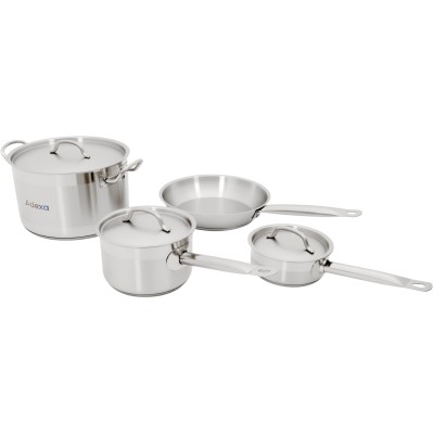 Set of Stainless steel Cookware 4 pcs Sauce pans Stew pan Fry pan | Adexa SESPC7A