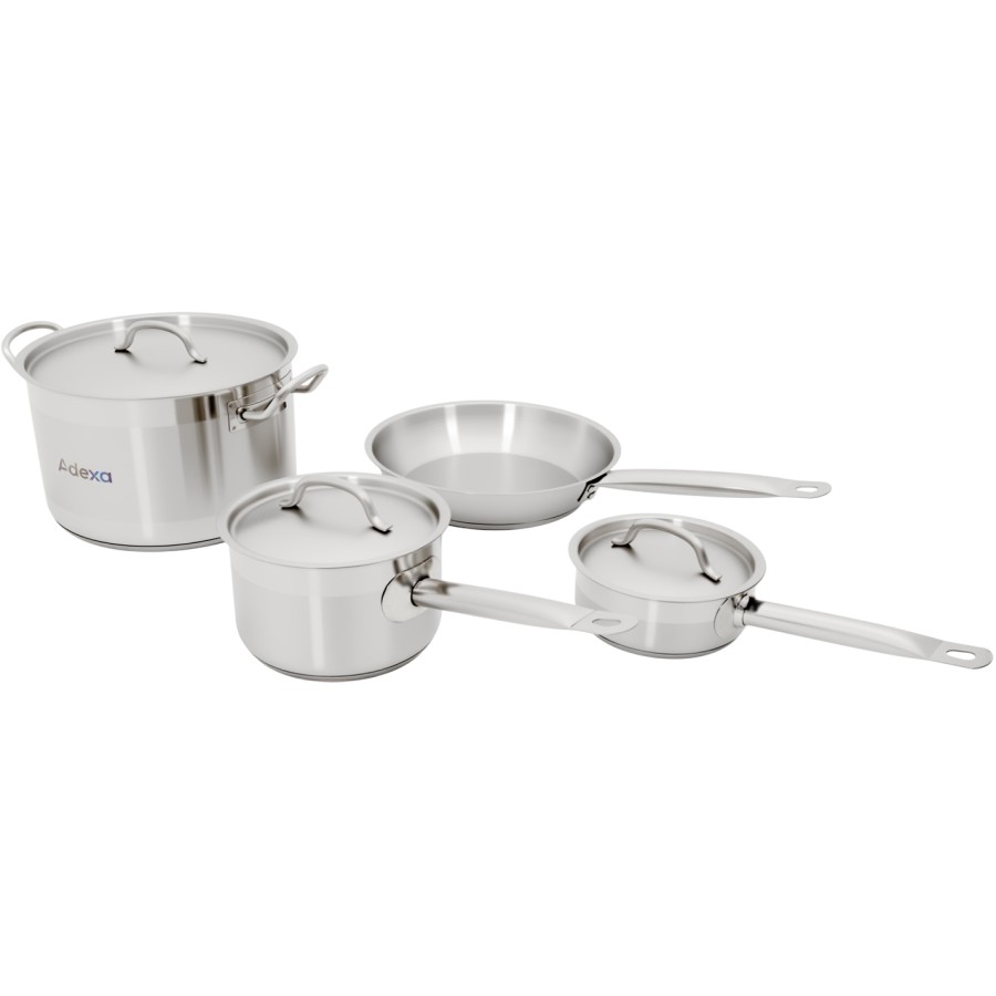 Set of Stainless steel Cookware 4 pcs Sauce pans Stew pan Fry pan | Adexa SESPC7A