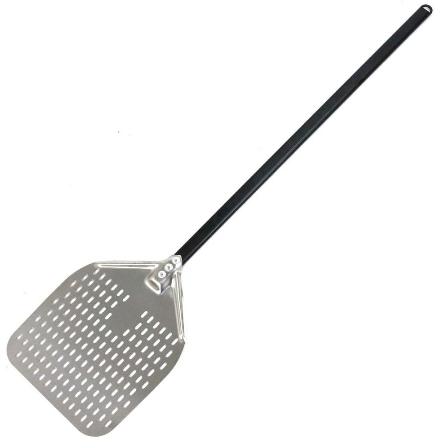 Pizzaskræl 12'' firkantet Perforeret metalhåndtag Længde 140 cm | Adexa SPP14012S