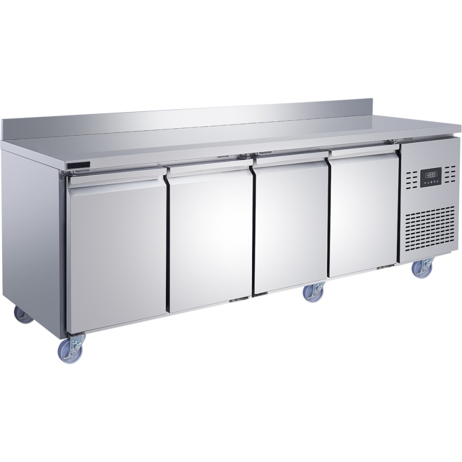 kølebænk med bagkant, 4 døre, 2240 x 700 x 950 mm | Adexa T227RBL4