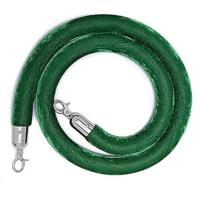 Green Velvet Stanchion Rope with Silver ends 1.5m | Adexa VR01RGREEN
