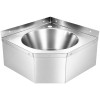 Håndvask/vaskbord, hjørnemodel, rustfrit stål, vægmonteret, 40 mm bagkant | Adexa WBR50B