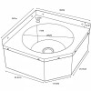 Håndvask/vaskbord, hjørnemodel, rustfrit stål, vægmonteret, 40 mm bagkant | Adexa WBR50B