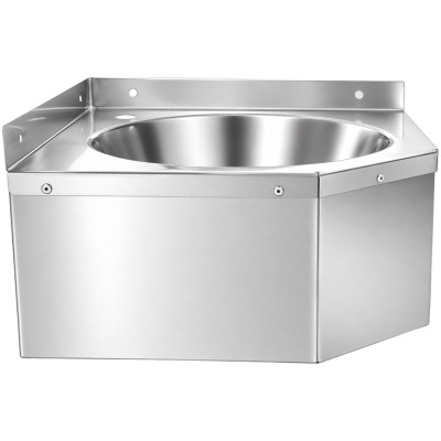 Håndvask/vaskbord, hjørnemodel, rustfrit stål, vægmonteret, 40 mm bagkant | Adexa WBR50B