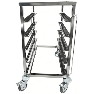 Dejvogn/bagerivogn med øverste hylde, 5 x 600 x 400 mm dejkasser, rustfrit stål, 465 x 620 x 900 mm, rækkeafstand 135 mm | Adexa WHDBC05