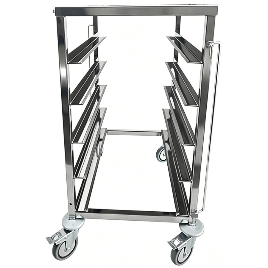 Dejvogn/bagerivogn med øverste hylde, 5 x 600 x 400 mm dejkasser, rustfrit stål, 465 x 620 x 900 mm, rækkeafstand 135 mm | Adexa WHDBC05