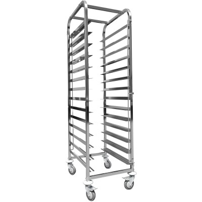 Dejvogn/bagerivogn med øverste hylde, 14x600x400 mm dejkasser, rustfrit stål, 465x620x1725 mm, afstand mellem rækker 135 mm | Adexa WHDBC14