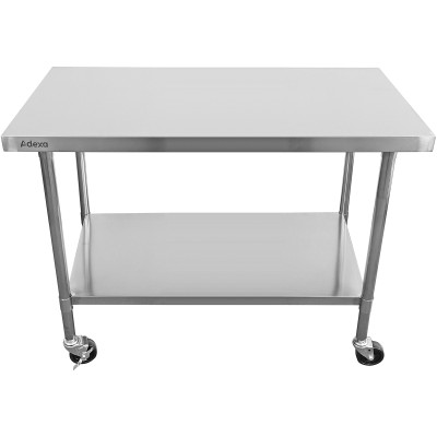 Kommercielt mobilt arbejdsbord med justerbare fødder Rustfrit stål Bundhylde 1200x600x850/930mm | Adexa WT60120CWO