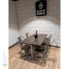 Bistrobord/restaurantbord i sort stålplade med mørk træplade, 800 x 800 mm, til indendørs brug | Adexa WW265BD