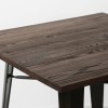 Bistrobord/restaurantbord i sort stålplade med mørk træplade, 800 x 800 mm, til indendørs brug | Adexa WW265BD
