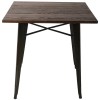Bistrobord/restaurantbord i sort stålplade med mørk træplade, 800 x 800 mm, til indendørs brug | Adexa WW265BD