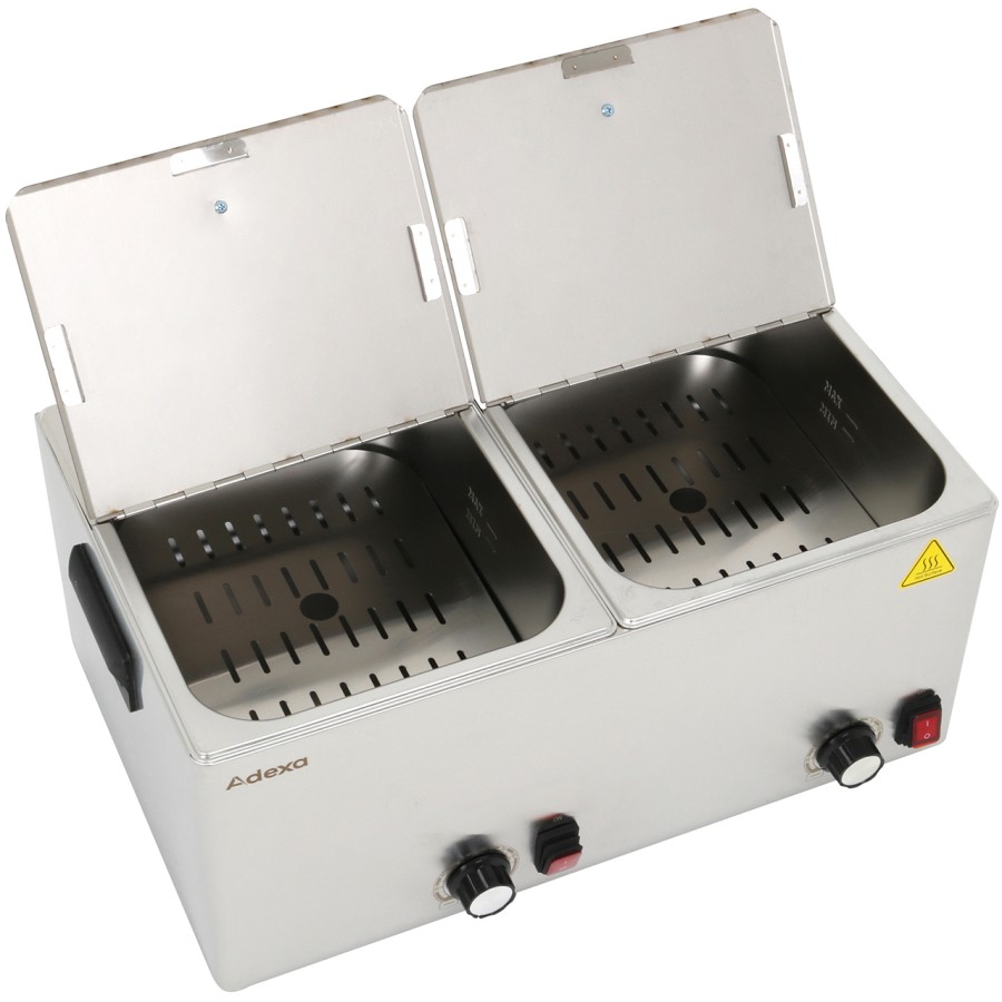 Professionel pølsevarmer dobbelt 2x8 liter 2,4kW | Adexa XDESW8D
