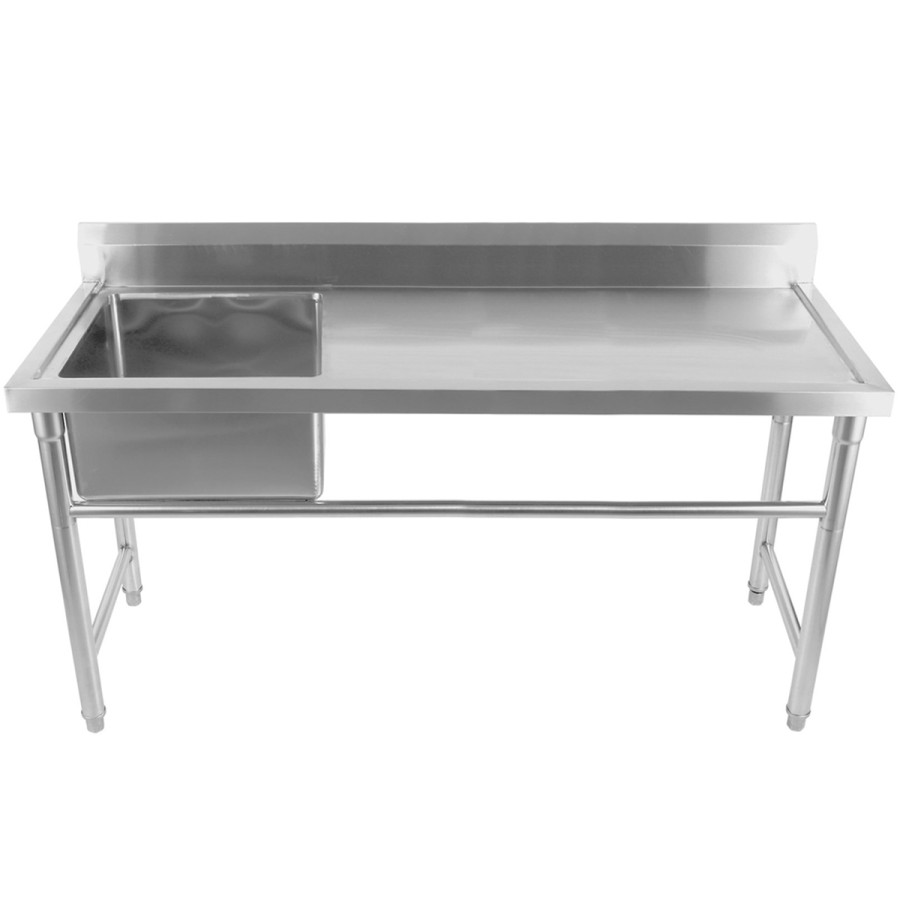 Kommerciel vask rustfrit stål 1570x600x900mm 1 skål venstre stænkplade | Adexa YDRST60160L