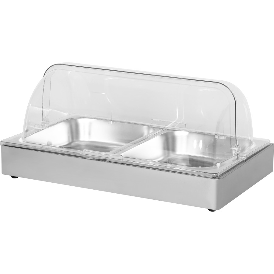 Neutral udstillingsstander til buffet 2xGN1/2 rustfrit stål | Adexa CRD2