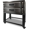 Professionel pizzaovn med stativ, el, 2 kamre, 6+6 pizzaer à 33 cm, 500 °C, mekanisk betjening, 13,2 kW, 400 V, sort | Adexa PS602