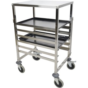 Dejvogn/bagerivogn med topplade 6x600x400mm plader rustfrit stål 470x620x970mm akselafstand 80mm | Adexa RT6406T