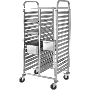 Kantinevogn 30xGN1/1 kantiner/bakke Rustfrit stål 550x740x1705mm Akselafstand 80mm | Adexa RTD1115