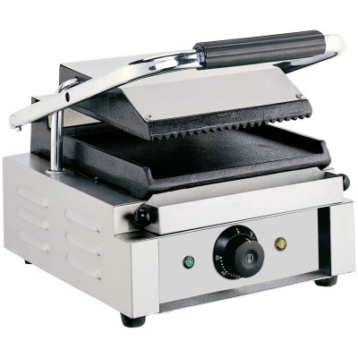 Professionel Panini kontaktgrill enkel rilleret/glat | Adexa EG01C