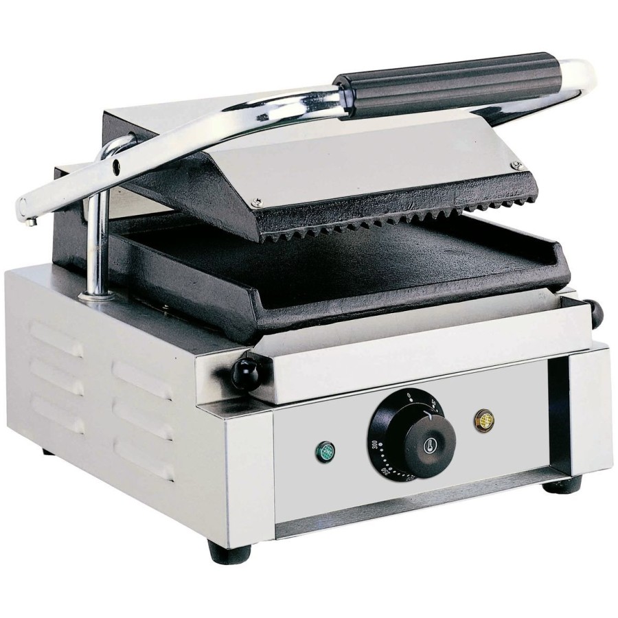 Professionel Panini kontaktgrill enkel rilleret/glat | Adexa EG01C