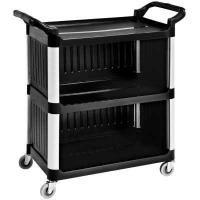 Rengørings-/Servicetrolley med skab Multifunktion 3 niveauer 1020x500x960mm | Adexa GX032DM