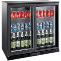 Professionelt bar-køleskab med 2 skydedøre 220 liter Sort | Adexa BC02PS