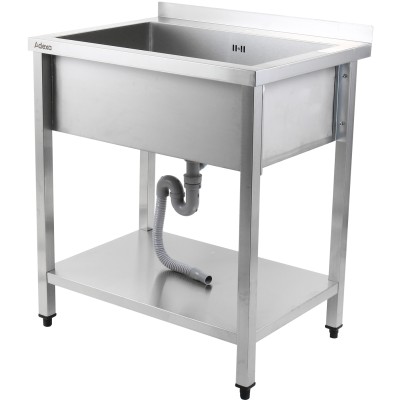 Køkkenvask Rustfrit stål 1 stor kumme Kant Underhylde 1000x600x900mm Firkantede ben | Adexa PSA10060U