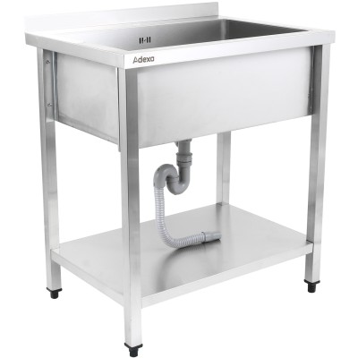 Køkkenvask Rustfrit stål 1 stor kumme Kant Underhylde 1200x700x900mm Firkantede ben | Adexa PSA12070U