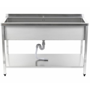 Køkkenvask Rustfrit stål 1 stor kumme Kant Underhylde 1400x600x900mm Firkantede ben | Adexa PSA14060U