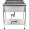 Køkkenvask Rustfrit stål 1 stor kumme Kant Underhylde 800x700x900mm Firkantede ben | Adexa PSA8070U