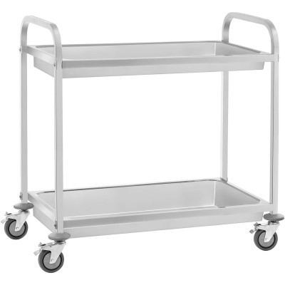 Serveringsvogn i rustfrit stål med 2 dybe niveauer 810x460x850mm | Adexa RDT2B
