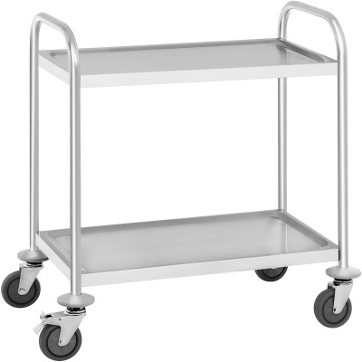 Kommerciel serverings-/service- og rengøringsvogn i rustfrit stål i 2 etager 860x540x940mm | Adexa RST2A