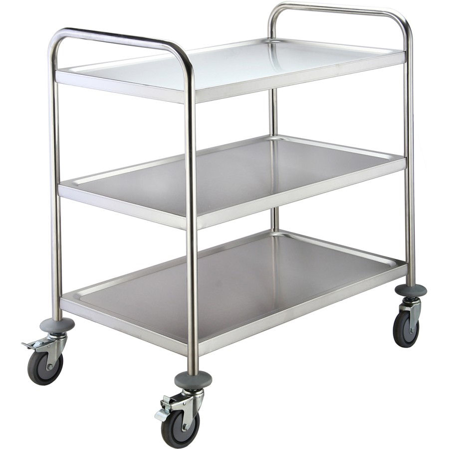 Serveringsvogn i rustfrit stål i 3 niveauer 810x460x900mm | Adexa RST3B