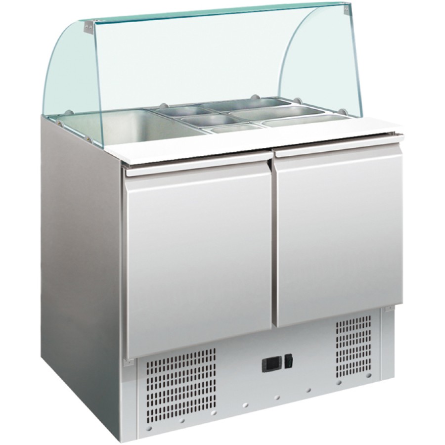 Saladette Glasplade 900x700x1350mm 2 døre | Adexa S900CG