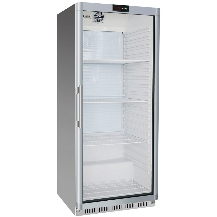 Professionelt køleskab 600 liter Rustfrit stål Glasdør | Adexa SR600G