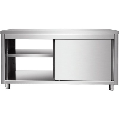 Arbejdsbord i rustfrit stål Skydedøre 1200x600x850mm | Adexa VTC126SLS