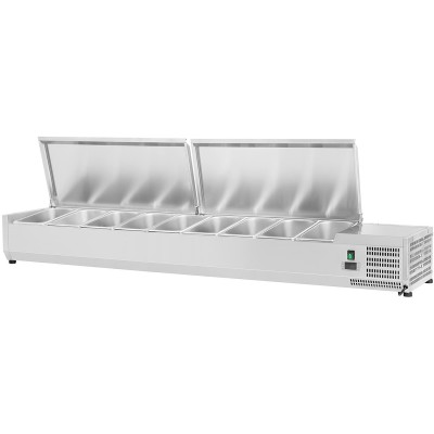 Kantinekøler/Kølerenne 1800mm 8xGN1/4 Dybde 330mm Rustfri låg | Adexa EA18
