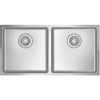 Eksklusiv håndlavet skuffe 2 vaske 865x430x200mm Topmonteret/Undermonteret Rustfrit stål R20 hjørner | Adexa 204040D