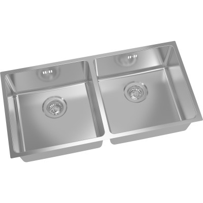 Eksklusiv håndlavet skuffe 2 vaske 865x430x200mm Topmonteret/Undermonteret Rustfrit stål R20 hjørner | Adexa 204040D