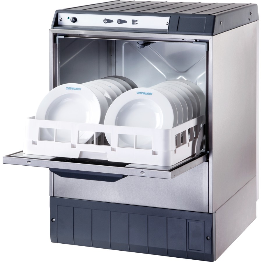 Premium underbygnings-opvaskemaskine 540 tallerkener/time 500mm kurv Afløbspumpe Opvaskemiddelpumpe Skyllemiddelpumpe 400 V | Omniwash JM975300STDDPS