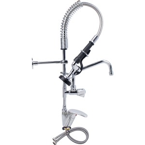 Brusepistol med armatur Bænkmonteret Løftehåndtag Et hul Dobbelt tilslutning Højde 650 mm Hul 22 mm Rustfrit stål | Adexa 6801A08