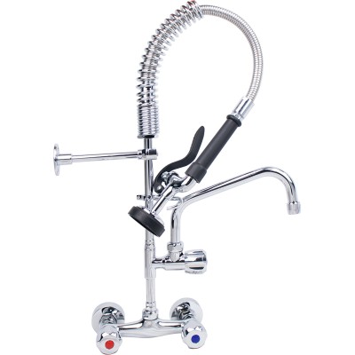 Brusepistol med armatur Vægmonteret Drejegreb Et hul Dobbelt tilslutning Højde 640 mm Hul 18 mm Rustfrit stål | Adexa 6803A08
