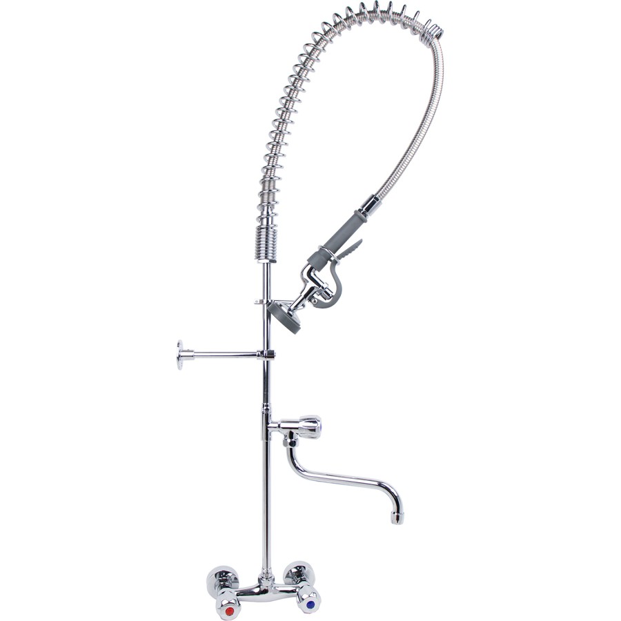 Brusepistol med armatur Vægmonteret Drejegreb Et hul Dobbelt tilslutning Højde 1150 mm Hul 18 mm Rustfrit stål | Adexa 6903A12