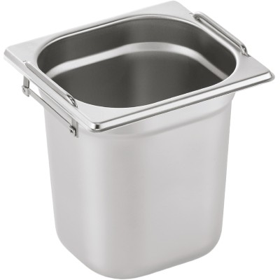 Kantine med håndtag i rustfrit stål GN1/6 Dybde 200mm | Adexa 8168H