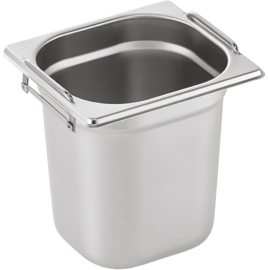 Kantine med håndtag i rustfrit stål GN1/6 Dybde 200mm | Adexa 8168H
