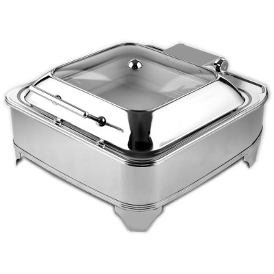 Premium Chafing Fad Elektrisk GN2/3 Glaslåg Rustfrit Stål 5,5 liter | Adexa AD3202