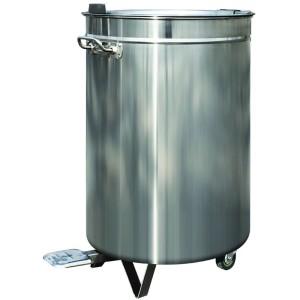 Affaldsspand i rustfrit stål med hjulpedal 60 liter | Adexa AD5903