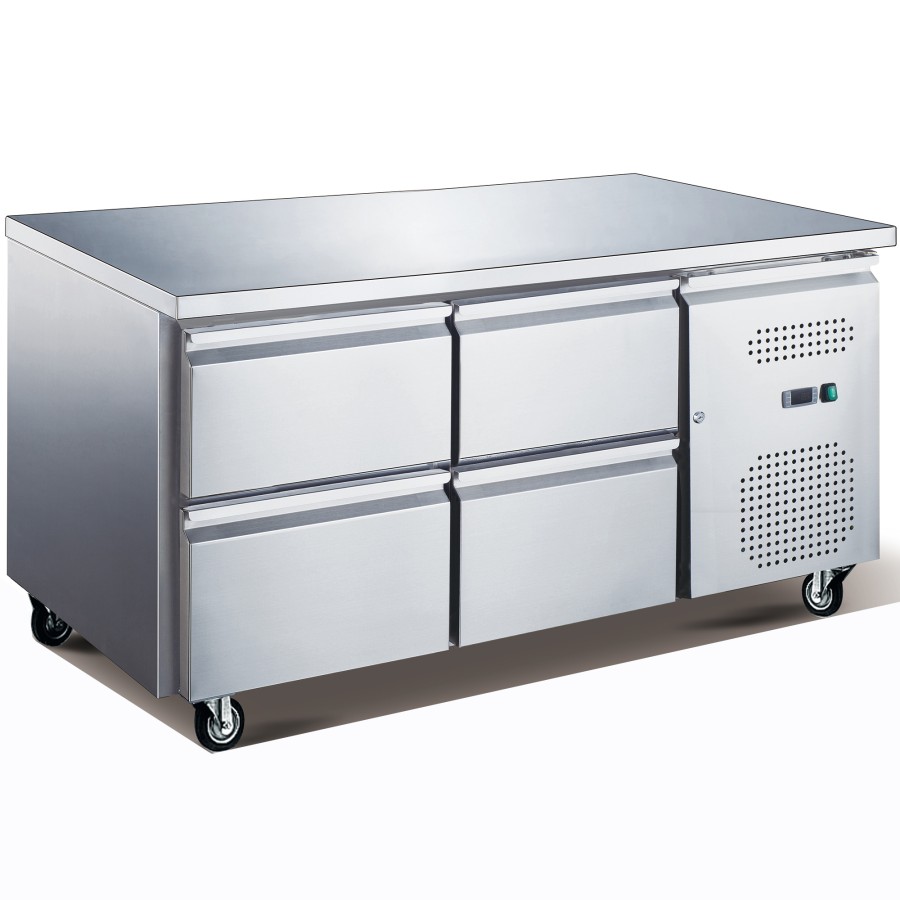 Professionel lav kølebænk / Chef Base 4 skuffer 1360x700x650mm | Adexa UGN2140
