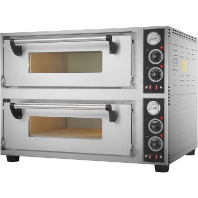Professionel pizzaovn Elektrisk 2 kamre 2+2 pizzaer x 25cm 500°C Mekanisk styring 8,4kW 400V | Adexa BSD202500500