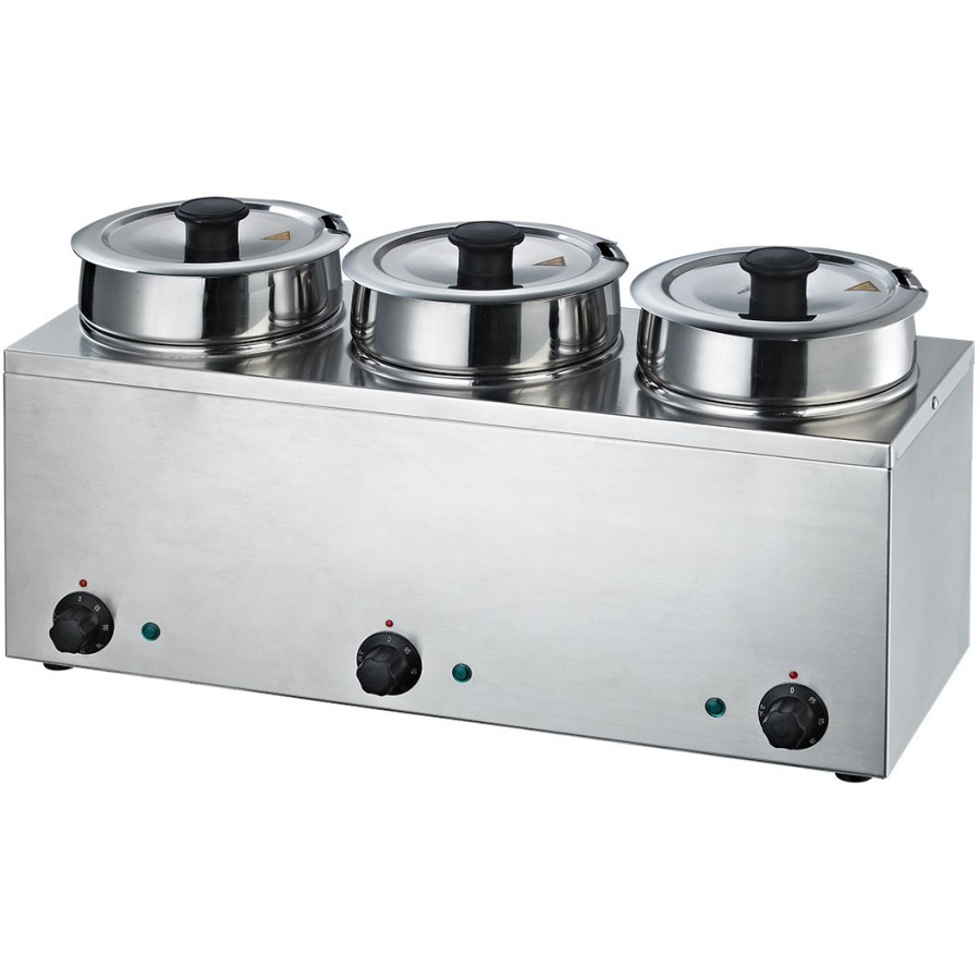 Vandbad / suppevarmer Bain Marie 3 kedler x 3,5 liter | Adexa BMP43